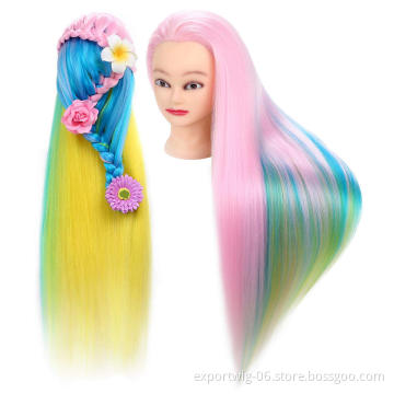 Synthetic Hair Manikin Head Female Wig Black Cosmetology   Maniquines Mannequin Head Hairdresser Training Doll Head